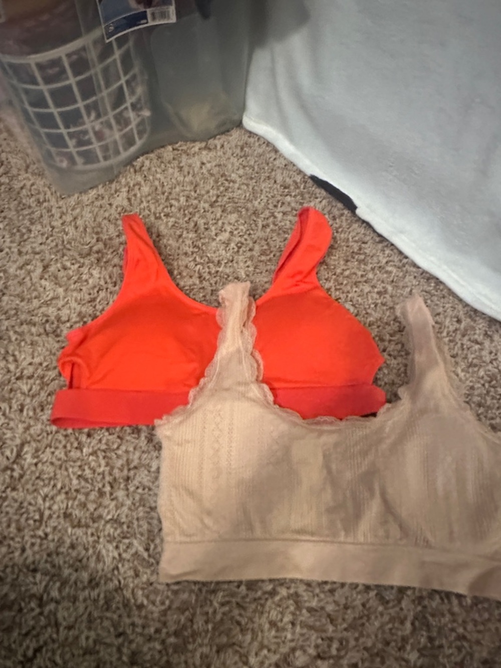 Set of 2 Yandy Wireless Bralettes - Orange & Nude